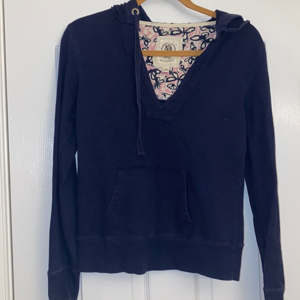 Navy blue pull over hoodie sz XS